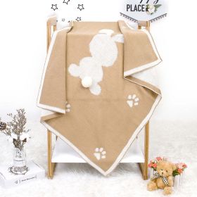 Baby Cartoon Rabbit & Footprints Embroidered Graphic 3D Tail Blanket (Size/Age: (0-12Y), Color: brown)