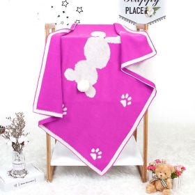 Baby Cartoon Rabbit & Footprints Embroidered Graphic 3D Tail Blanket (Size/Age: (0-12Y), Color: Pink)