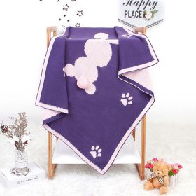 Baby Cartoon Rabbit & Footprints Embroidered Graphic 3D Tail Blanket (Size/Age: (0-12Y), Color: Purple)