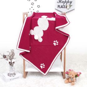 Baby Cartoon Rabbit & Footprints Embroidered Graphic 3D Tail Blanket (Size/Age: (0-12Y), Color: Coffee)