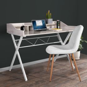 3.3" Computer Desk With 3 Open Cubbies - Beige & WHITE (Color: White)