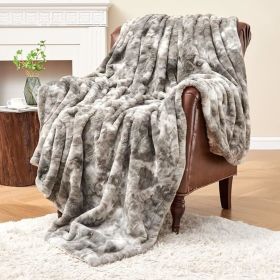 Krifey Faux Fur Throw Blanket, Super Soft Cozy Blanket, Luxury Fluffy Blanket Warm Plush Bed Throw Marbled Gray (Color: Marbled Gray, size: 60" x 80")