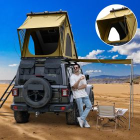 Explorer Plus Rooftop Tent Hardshell with Side Awning, Air Conditioner Outlet with Bracket, Luggage Racks&Replaceable Netting Rain Curtain, Truck Bed (Color: Desert Khaki)