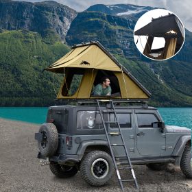 Adventurer Rooftop Tent Hardshell with Luggage Racks&Replaceable Rain Flies, Truck Bed Tent for Camping, Pop Up Overland Roof Top Tents for Truck Jeep (Color: Desert Khaki)