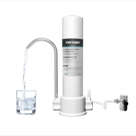 Countertop Water Filtration System - Faucet Water Filter for Sink - Water Purifier for Kitchen - Reduces Chlorine, Heavy Metals, Bad Odors - F8 - Incl (Color: White)