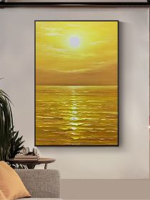 Custom Abstract Decorative Canvas Wall Art Handmade Seascape Oil Painting Modern Living Room Bedroom Porch Hotel Hanging Picture (size: 70x140cm)