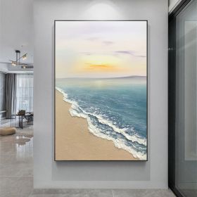 Hand painted oil painting sunrise seascape sailboat home decoration wall art canvas hanging painting (size: 100x150cm)