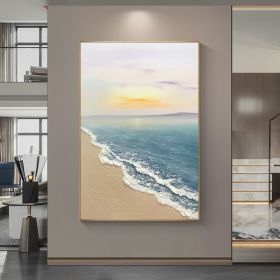 Hand painted oil painting sunrise seascape sailboat home decoration wall art canvas hanging painting (size: 70x140cm)