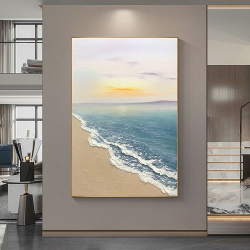 Hand painted oil painting sunrise seascape sailboat home decoration wall art canvas hanging painting Hand painted oil painting sunrise seascape sailboat home decoration wall art canvas hanging painting