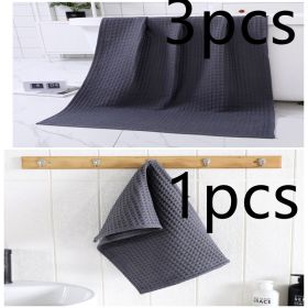 Water-absorbing  Quick-drying Pure Cotton Waffle Bath Towel (Option: Dark Grey-Set K)