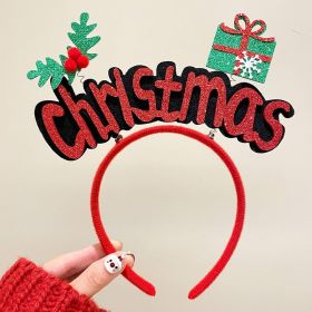 Christmas Hairband Decoration Tree Headband Bow Hair Clip (Option: Christmas Letter Headband)