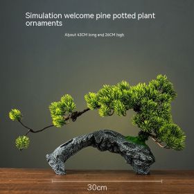 Green Plant Artificial Greeting Pine Rockery Bonsai Sprinkler Shop Living Room Entrance Home Office Decorations Landscape (Option: Artificial Greeting Pine Pot)