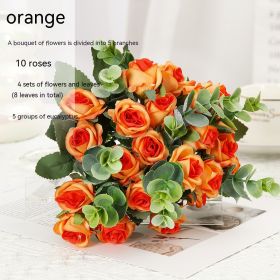 Living Room Decoration Flowers Wedding Ceremony Artificial Flower Arrangement (Color: Orange)