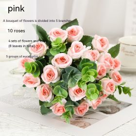 Living Room Decoration Flowers Wedding Ceremony Artificial Flower Arrangement (Color: Pink)