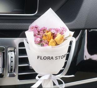 Fashion Creative Dried Flowers Decorative Car Female Motor Air Outlet Fragran (Option: Confession)