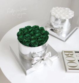 Silver Mirror Round Flower Pot Preserved  Flower (Option: Dark Green)