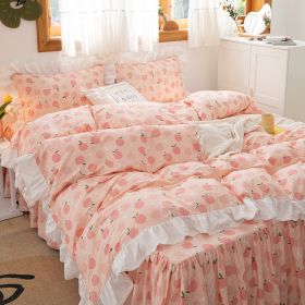 Small Floral Korean Version Bed Skirt Set Of Four Pieces (Option: Oolong-2.0m bed sheet style)