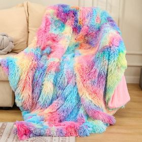 Tie Dyed Winter Double Layer Blanket (Option: Deep Rainbow-80x120cm)