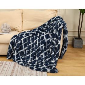 Tie Dyed Winter Double Layer Blanket (Option: Navy Grid-80x120cm)