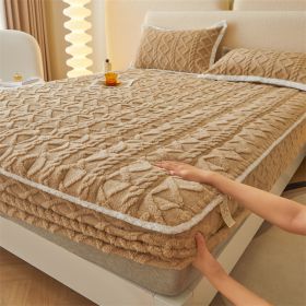 Winter Thicken Thermal Corn Velvet Milk Fiber Quilted Fitted Sheet Fully Surrounded Mattress Non-slip Mattress (Option: Milk Brown-200cmx 220cm)