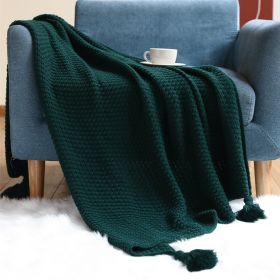 Sofa Knitted Office Air Conditioning Lunch Break Small Blanket (Option: Dark Green-100x150cm)