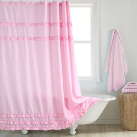 Fashion And Environment-friendly Polyester Fabrics Thickened Shower Curtain (Option: Pink Small Lace-183CM Wide X183CM High)