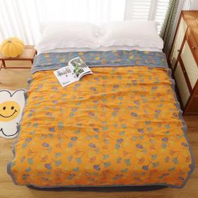 Combed Cotton Fine Sand Gauze Towel Quilt Casual Blanket (Option: Ginkgo Leaf Orange-230x250cm)